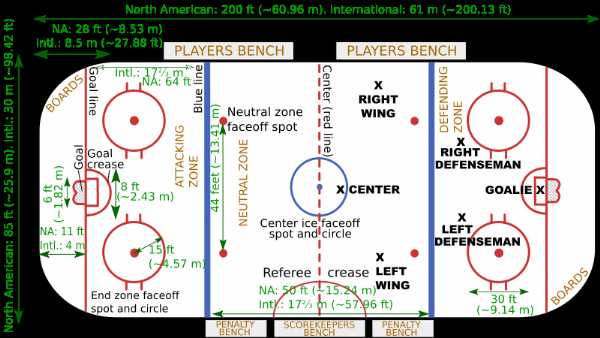 hockey rink layout measurements