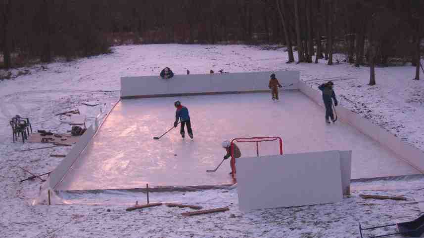 First Skate on Our Backyard Ice Rink in 2009